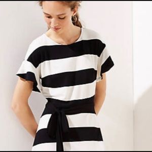 Loft Black and White Flare Dress